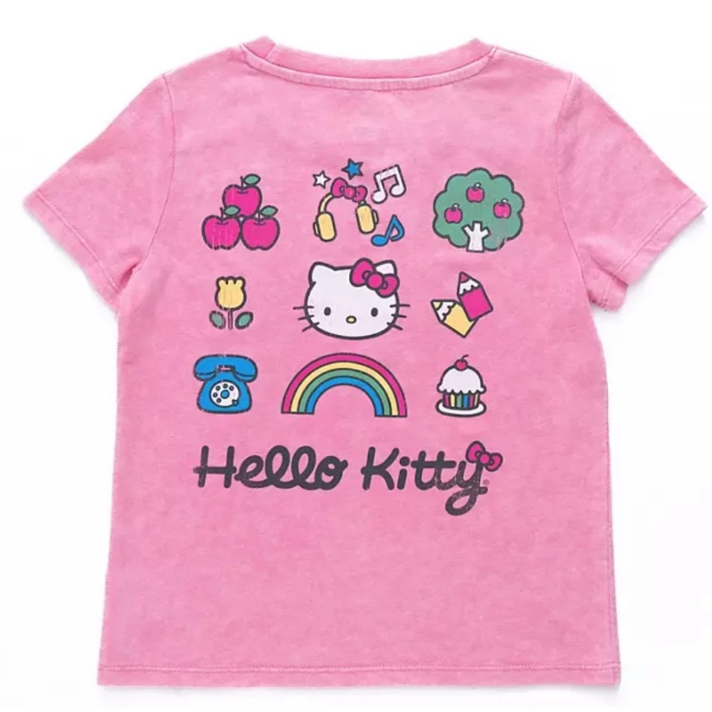 Hello Kitty Rainbow Sanrio Girls Short Sleeve T-Shirt Hello Kitty Size 6/7 - Picture 2 of 2